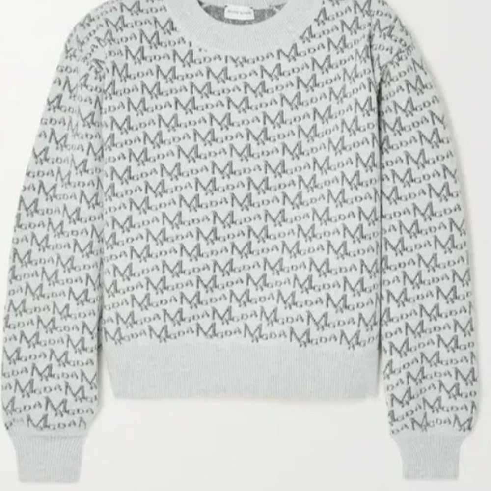 Magda Butrym Gray Patterned Crew Neck Sweater